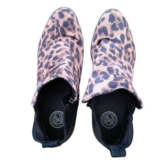 SO Leopard Print Ankle Booties Slip On Textured - Picture 4 of 6